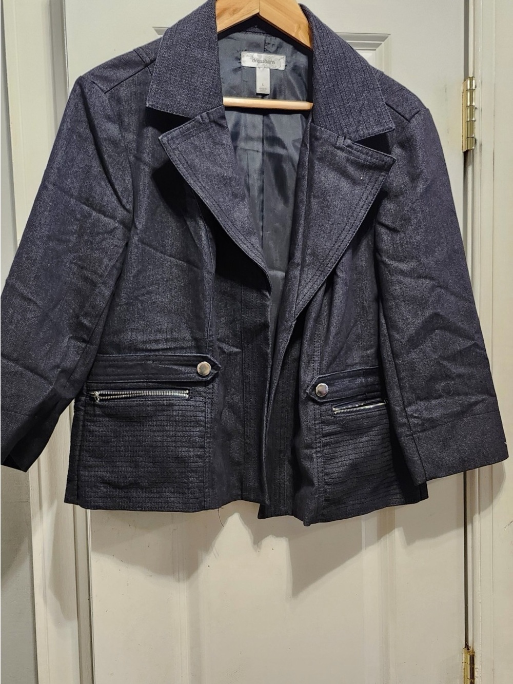 Dress barn Womens Dark Blue Denim-Style Jacket